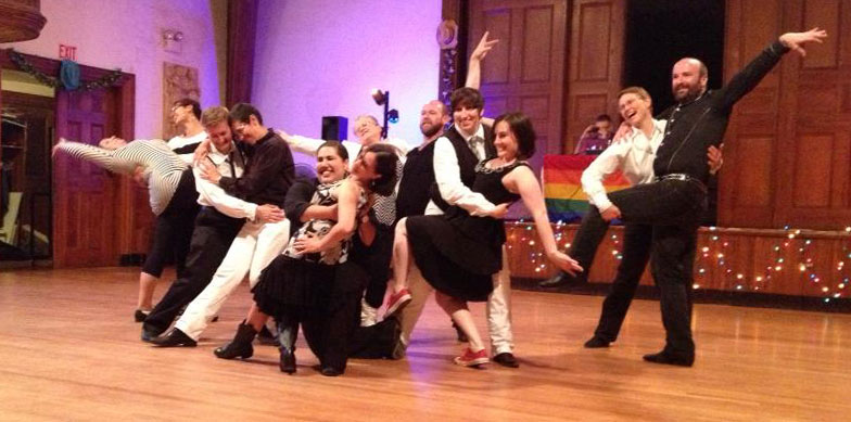 The ReneGAYdes strike a pose during a performance at the Gays for Patsy queer country social dance, June 7, 2013.